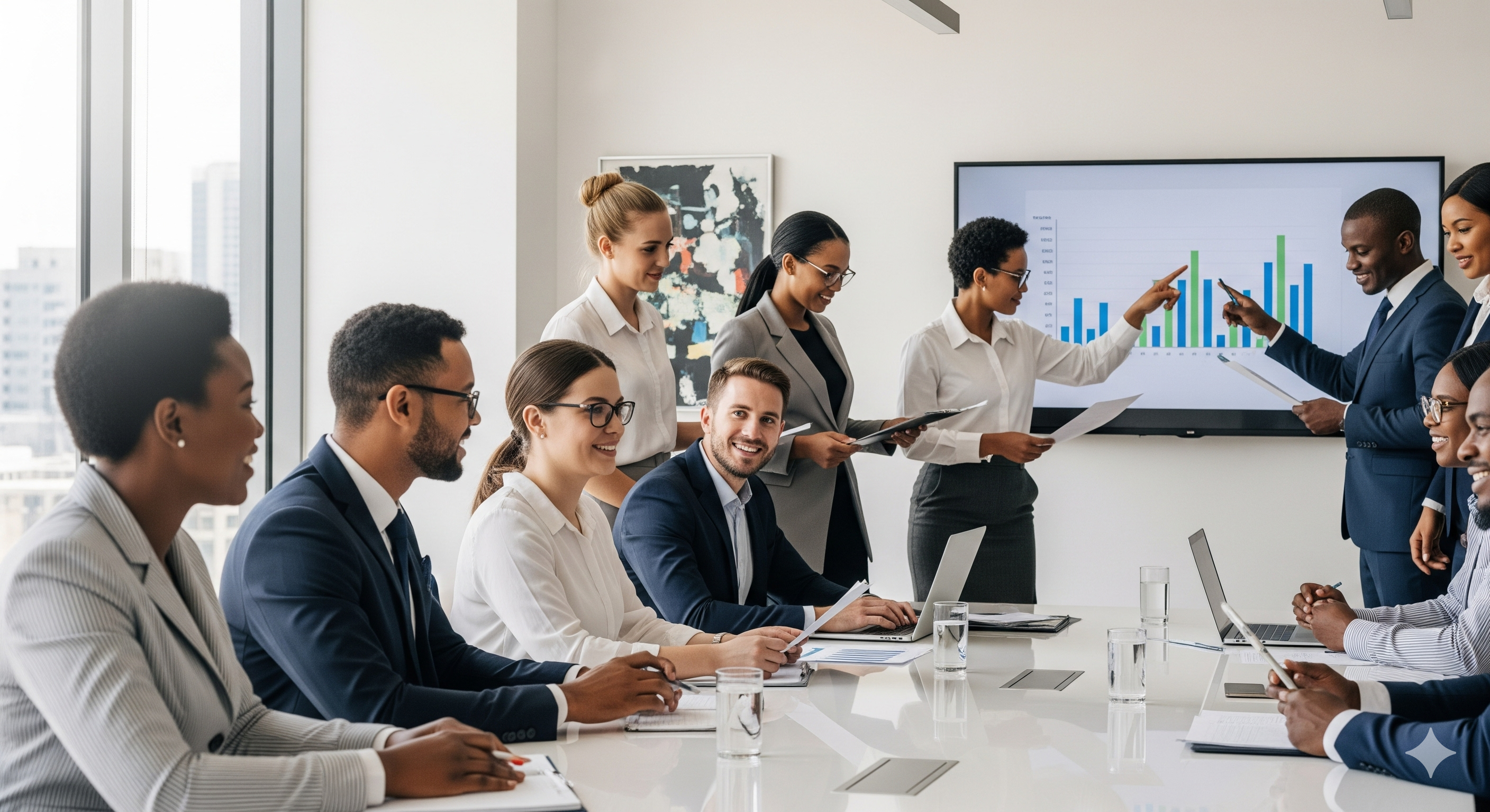 Diverse Business Team Meeting with Success Analytics