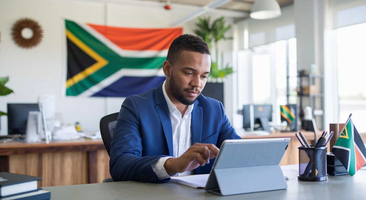 South African businessman working with compliance documentation