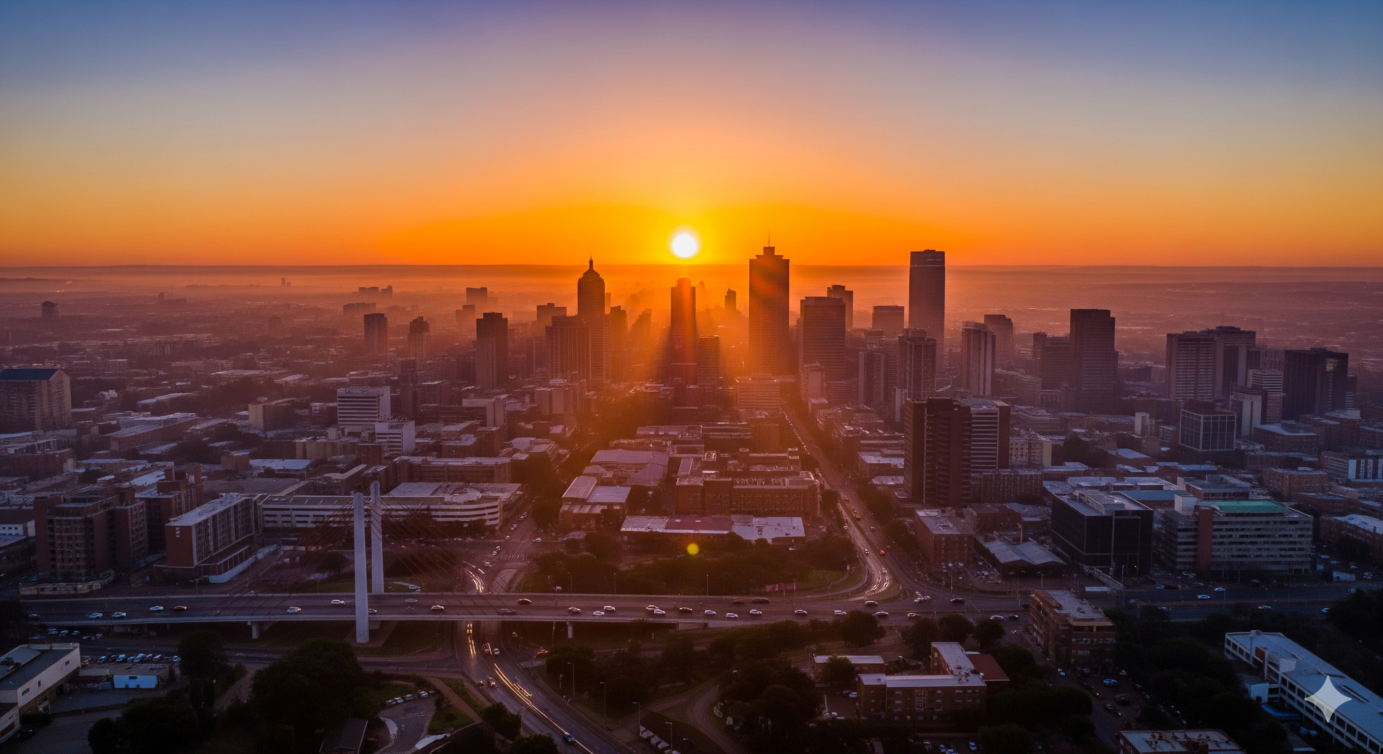 South African City Skyline at Sunrise